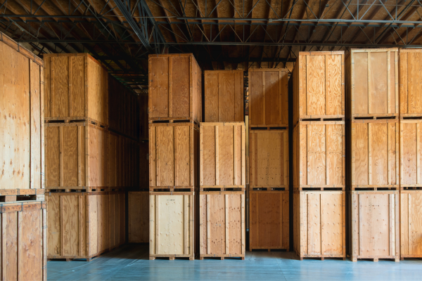 A room full of shipping crates